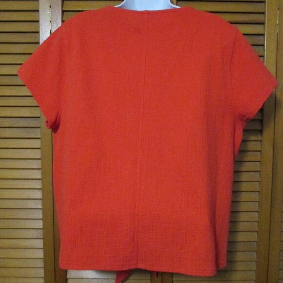 J. Crew top V neck, deep orange, button down tie front stretchy size XL - Picture 7 of 8